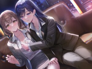 Rating: Questionable Score: 3 Tags: bra breast_grab business_suit open_shirt pantsu sakamuke skirt_lift yuri User: SenjounoValkyria