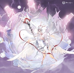azur_lane heels no_bra pantsu pearl_(azur_lane) skirt_lift stockings tagme thighhighs thong weapon wings
