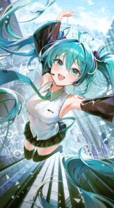 Rating: Safe Score: 36 Tags: hatsune_miku headphones pibag tattoo thighhighs vocaloid User: lacepanties