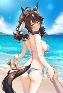 animal_ears ass bikini daring_tact_(umamusume) heels merufena swimsuits tail thong uma_musume_pretty_derby