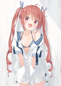 artist_revision bikini_top hazuki_watora kani_biimu loli open_shirt swimsuits