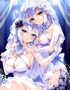 Rating: Questionable Score: 41 Tags: dress no_bra see_through shikitani_asuka skirt_lift thighhighs wedding_dress yuri User: drop