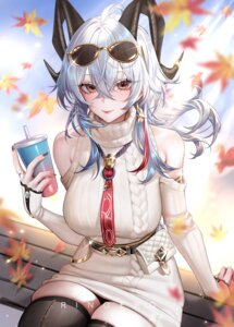 dress horns megane ringeko-chan see_through thighhighs wuthering_waves zani