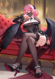 Rating: Questionable Score: 58 Tags: flyyao heels no_bra pointy_ears ramiel see_through stockings thighhighs wings zenless_zone_zero User: VigorousMMM