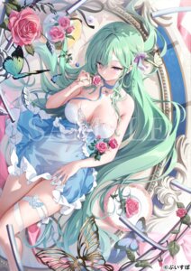 dress garter houkisei no_bra sample see_through skirt_lift vspo! watermark yakumo_beni