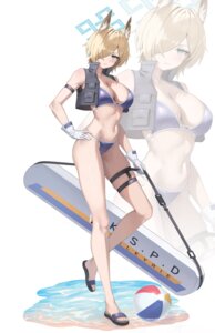 alter_(kxk7357) animal_ears bikini blue_archive garter halo inumimi ogata_kanna_(blue_archive) open_shirt swimsuits