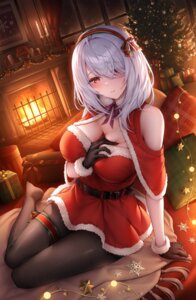 christmas dress garter lenne_(oyuwari) no_bra oyuwari pantyhose