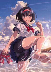 Rating: Questionable Score: 32 Tags: bike_shorts bra feet pantsu see_through seifuku skirt_lift tagme toudou_haruka vertex_force wet wet_clothes User: VigorousMMM
