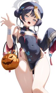 bandages blue_archive chinadress halloween halo halonakoma9 loli no_bra nopan ryuuge_kisaki