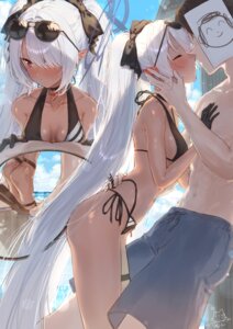 bikini blue_archive eshineko garter halo megane pointy_ears shiromi_iori swimsuits tail