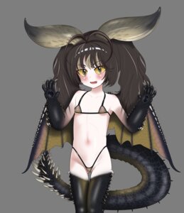 anthropomorphization bikini cameltoe horns loli malina27 monster_hunter monster_hunter_world nergigante swimsuits tail thong transparent_png wings