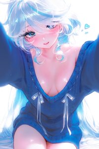 Rating: Questionable Score: 43 Tags: furina genshin_impact heterochromia nixeu no_bra sweater User: lacepanties