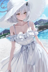 blue_archive dress halo himuro_sena horns see_through signallerc summer_dress