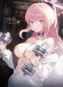 angel areola blue_archive breasts misono_mika nipples no_bra open_shirt tagme wings