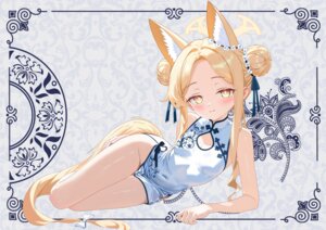 animal_ears blue_archive chinadress halo kitsune loli nopan rin0214tw tail yurizono_seia