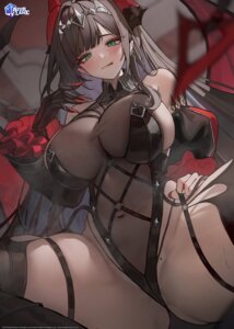 Rating: Questionable Score: 55 Tags: azur_lane garter goetz_von_berlichingen_(azur_lane) horns leotard no_bra pointy_ears see_through stockings tail thighhighs wings User: moonian