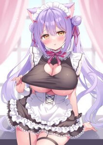 animal_ears garter maid no_bra siooooono tail undressing