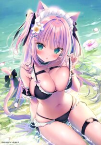 animal_ears bikini garter maid nekomimi shibainu_niki swimsuits tail undressing wet
