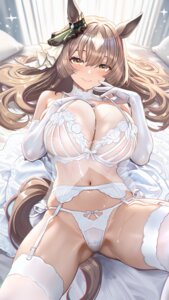 Rating: Questionable Score: 63 Tags: animal_ears areola asdkd123 bra garter_belt lingerie pantsu satono_diamond_(umamusume) see_through stockings string_panties tail thighhighs thong uma_musume_pretty_derby wet User: Arsy