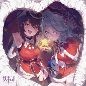 Rating: Questionable Score: 12 Tags: asian_clothes christmas furina genshin_impact heterochromia hu_tao megane sushispin thighhighs User: lacepanties