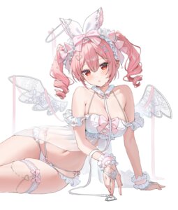 angel animal_ears atelier_live bra bunny_ears garter lingerie pantsu possible_duplicate rosuuri rosuuri_(vtuber) see_through string_panties wings
