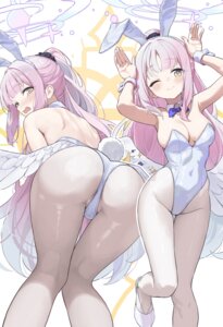 angel animal_ears ass blue_archive bunny_ears bunny_girl misono_mika nashi_(nashipple1) no_bra tail wings