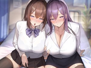 Rating: Questionable Score: 15 Tags: bra breast_hold cleavage dress_shirt keman open_shirt see_through seifuku thighhighs User: kiyoe