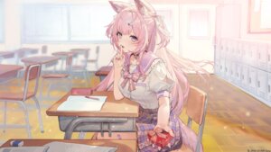 Rating: Safe Score: 29 Tags: animal_ears bandaid hakui_koyori hololive kodama_(wa-ka-me) seifuku tail valentine wallpaper User: Anonymous