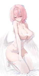 Rating: Questionable Score: 49 Tags: breast_hold breasts censored laneigu lingerie pantsu remielle_dan thighhighs undressing wings zenless_zone_zero User: VigorousMMM