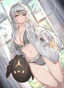 bra cenangam dress_shirt open_shirt pantsu see_through yi_xuan zenless_zone_zero