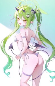ass bikini blue_archive devil garter halo horns jogabi loli pointy_ears swimsuits tachibana_nozomi tail thong wings
