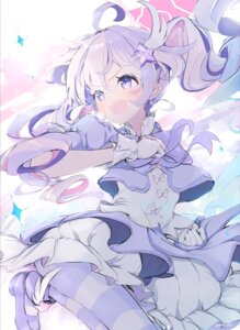 blue_archive halo kashiwamochi_roko pantyhose skirt_lift uniform uzawa_reisa