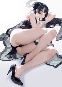 aoi_sakura_(seak5545) blue_archive cameltoe chinadress halo heels loli no_bra pantsu ryuuge_kisaki skirt_lift thong