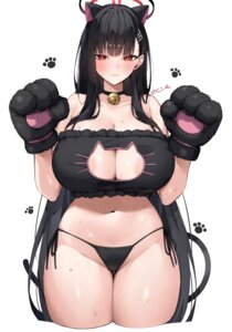 animal_ears areola blue_archive bra halo mono_(mo_n_mno) nekomimi pantsu string_panties tail thong tsukatsuki_rio wet