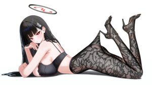 blue_archive bra halo heels mizikayo nopan pantyhose see_through tsukatsuki_rio