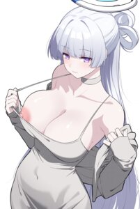 Rating: Questionable Score: 70 Tags: blue_archive dress halo nipple_slip no_bra reia_76 undressing ushio_noa User: Arsy