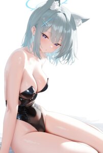 animal_ears blue_archive halo ju-ok leotard nekomimi no_bra sunaookami_shiroko
