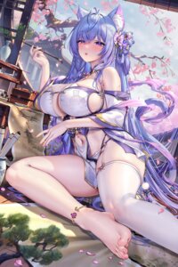 animal_ears asian_clothes detexted nekomimi no_bra pantsu sannio stockings tail thighhighs