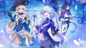 clorinde datsha dress furina garter genshin_impact heterochromia navia no_bra pantyhose thighhighs