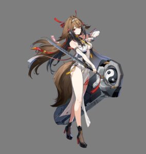 animal_ears chinadress heels no_bra sword tagme tail tattoo transparent_png ye_shunguang zenless_zone_zero