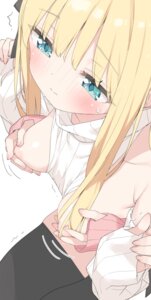 Rating: Questionable Score: 20 Tags: breast_grab breasts hazuki_watora kani_biimu loli nipple_slip no_bra shimotsuki_potofu sweater thighhighs yuri User: himeno_nanako