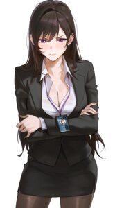business_suit open_shirt pantyhose rucarachi see_through