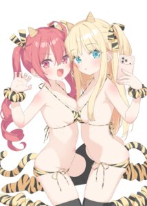 Rating: Questionable Score: 44 Tags: bikini hazuki_watora horns kani_biimu loli panty_pull selfie shimotsuki_potofu swimsuits symmetrical_docking tail thighhighs User: himeno_nanako