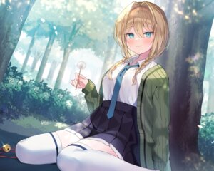 ebihara_beniko raro seifuku sweater thighhighs