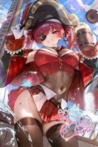 Rating: Questionable Score: 70 Tags: eyepatch hololive houshou_marine meion pirate see_through skirt_lift thighhighs User: 御神