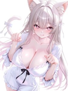 animal_ears dress indie_virtual_youtuber nekomimi no_bra studiopokotan tail uise_iu