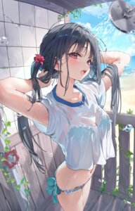 bathing bikini huwari see_through swimsuits wet wet_clothes