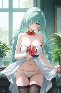 bandages cameltoe dress eyepatch liht no_bra pantsu phrolova skirt_lift tattoo thighhighs wuthering_waves