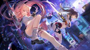 animal_ears garter gun heels nekomimi no_bra skirt_lift snowbreak:_containment_zone sword tagme wallpaper