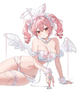 angel animal_ears atelier_live bra bunny_ears garter lingerie pantsu possible_duplicate rosuuri rosuuri_(vtuber) string_panties wings